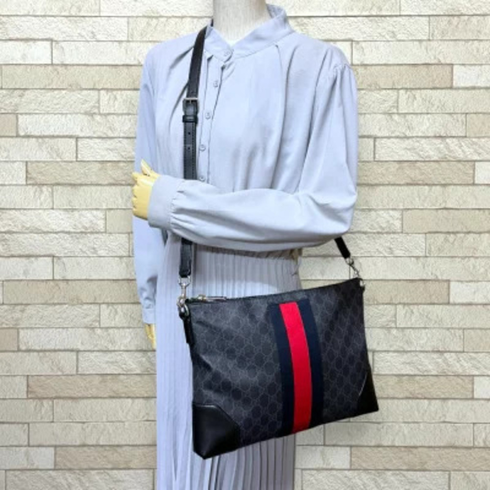 Gucci GG Supreme Sherry Shoulder Bag Canvas Black - Picture 2 of 11